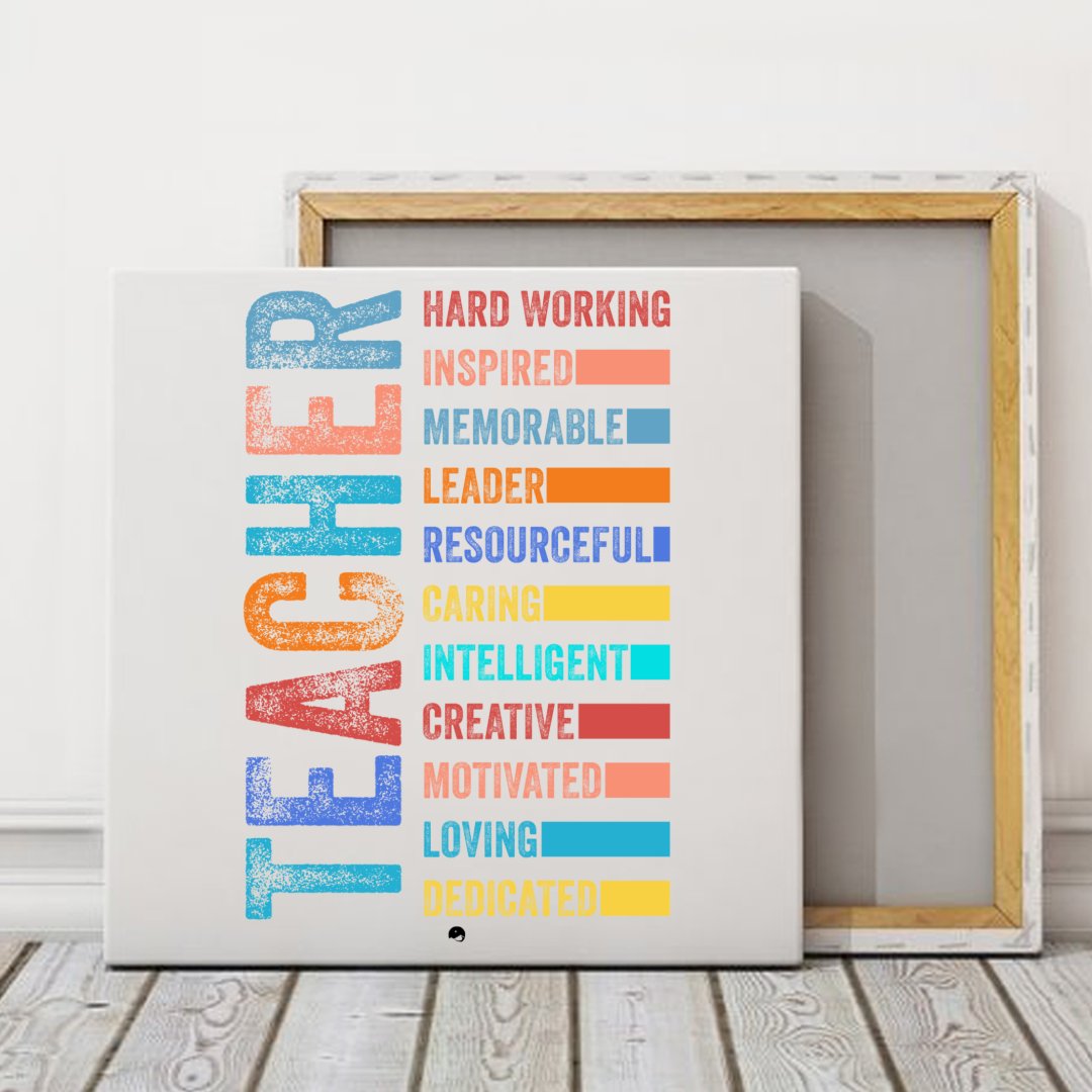 Square Stretched Canvas Teacher Is