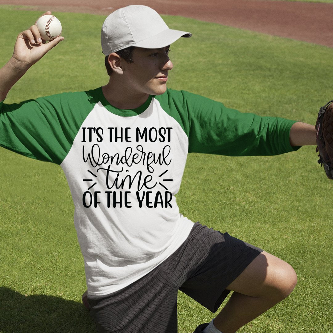 Unisex Sleeve Baseball Tee It's The Most Wonderful Time Of The Year
