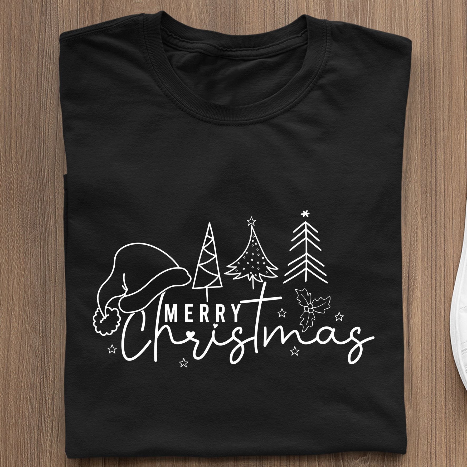 T-Shirt Merry Christmas Tree Line Christmas