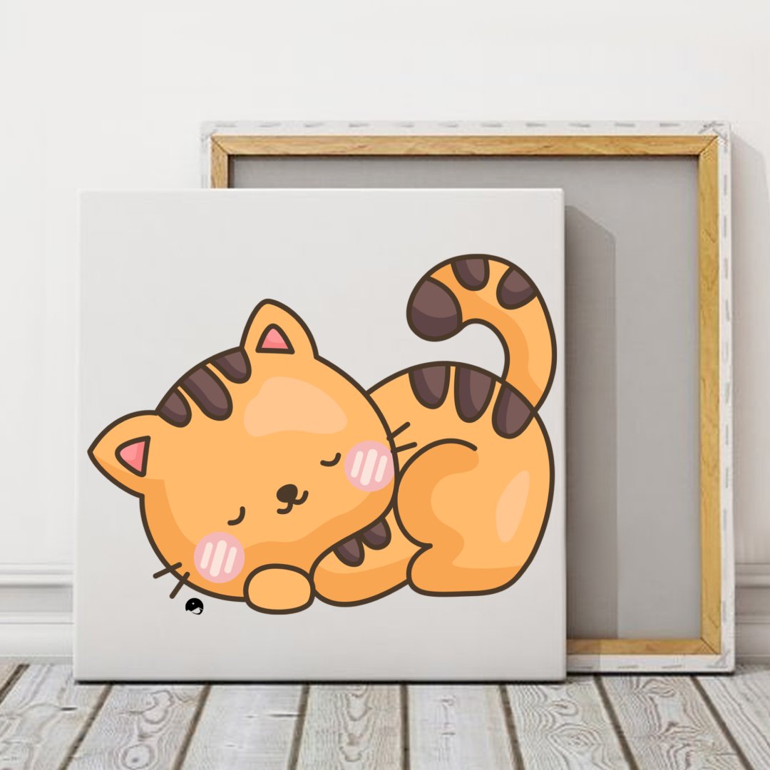 Square Stretched Canvas Cute Cat