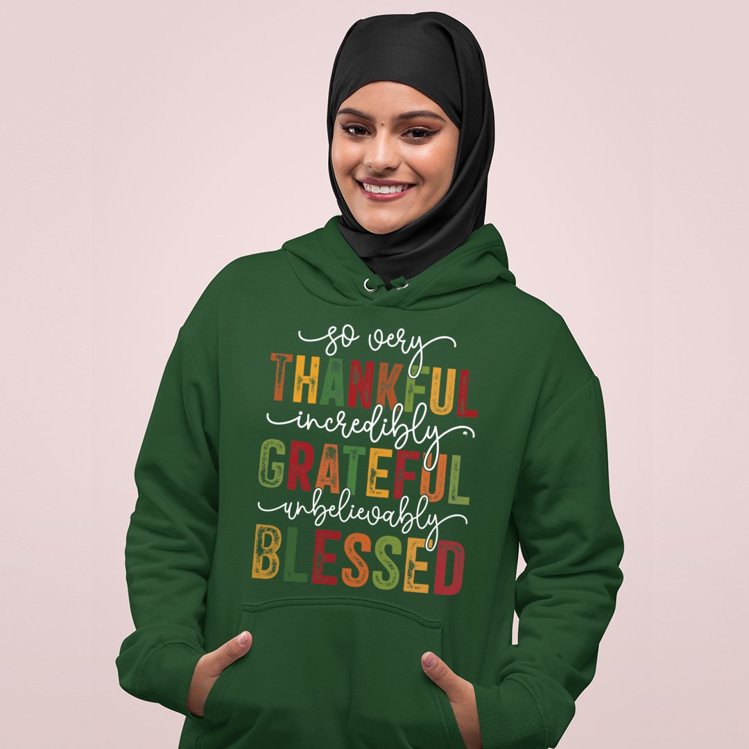 Hoodie Unisex Thankful. Grateful. Blessed