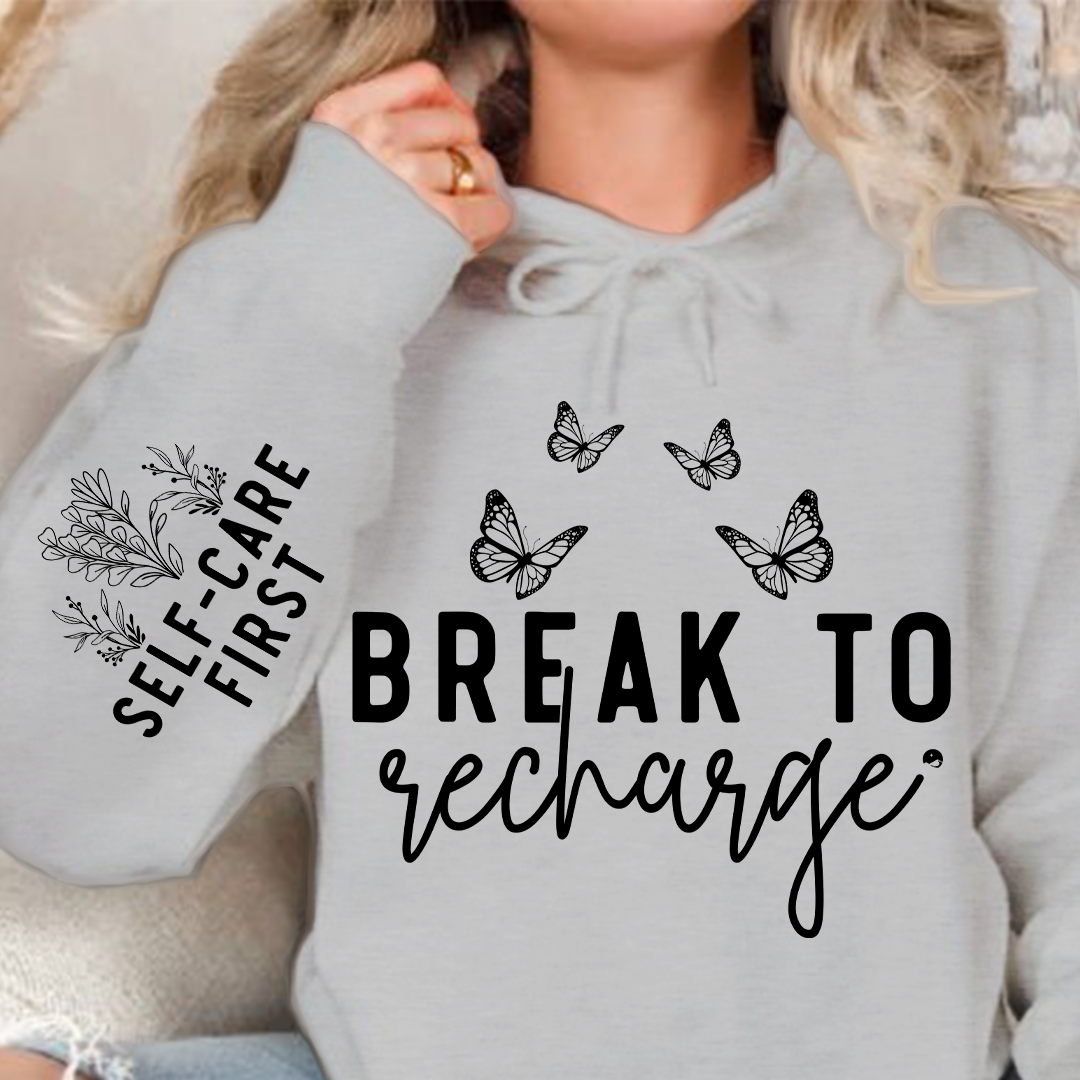 Hoodie Unisex Break To Recharge
