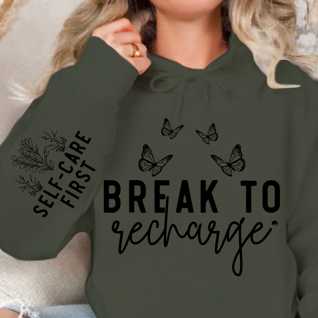 Hoodie Unisex Break To Recharge