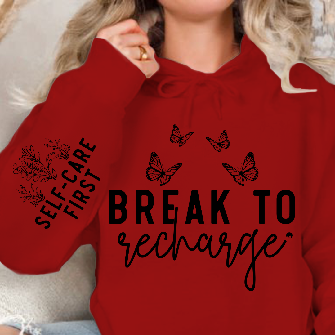 Hoodie Unisex Break To Recharge