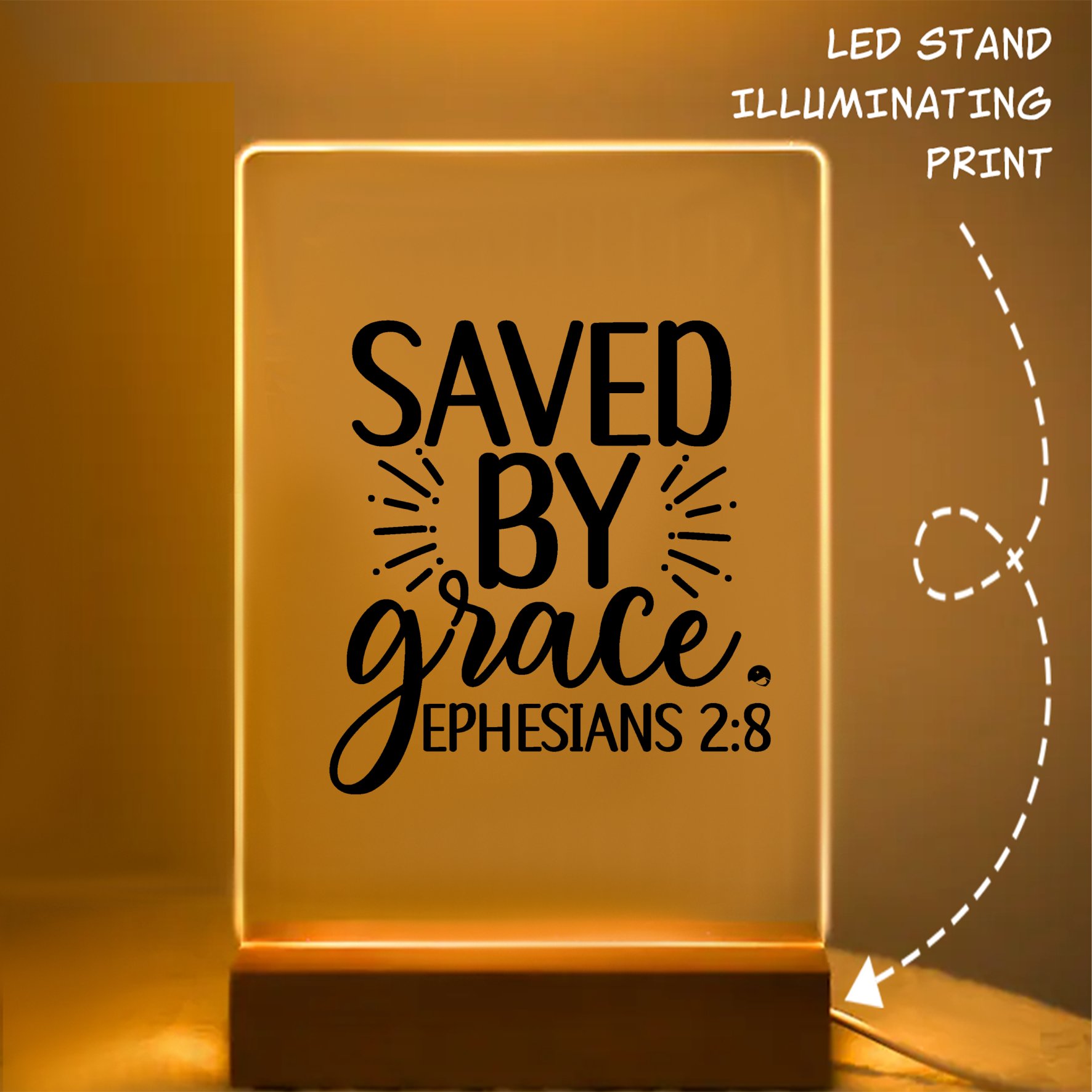 Glass Acrylic Saved By Grace Ephesians