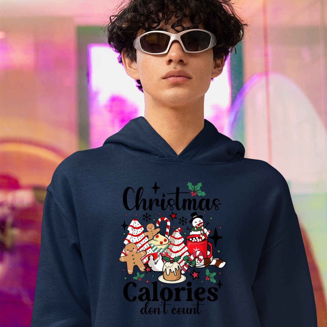 Hoodie Unisex Christmas Calories Don't Count Funny Retro Christmas Coffee