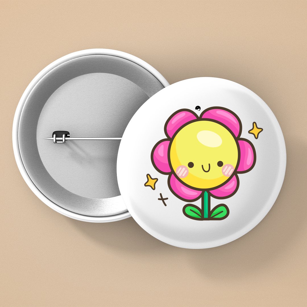 Pin Buttons Happy Flower