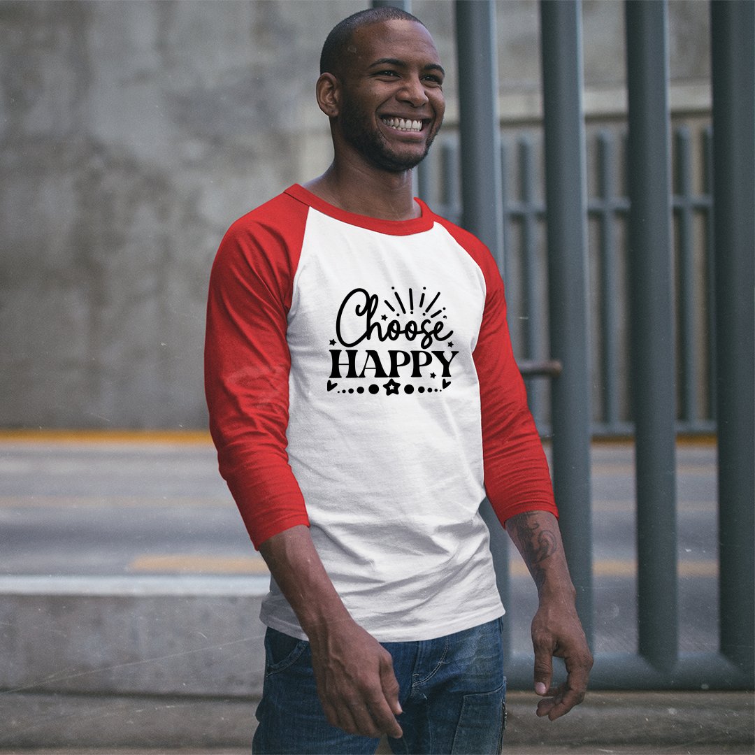 Unisex Sleeve Baseball Tee Choose Happy