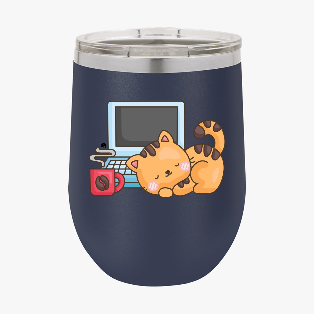 Wine Tumbler Coffee Break Cat Nap