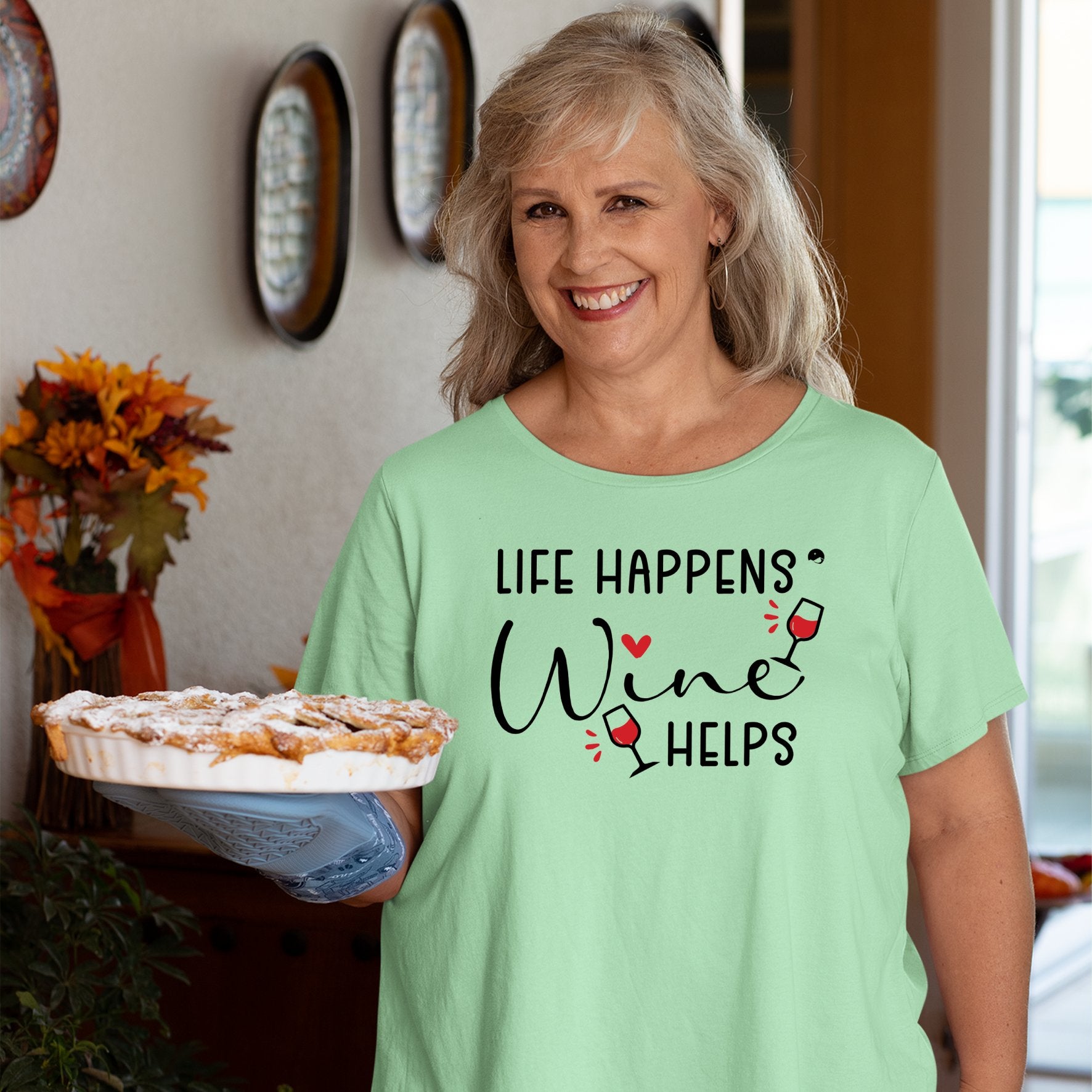 T-Shirt Life Happens Wine Helps