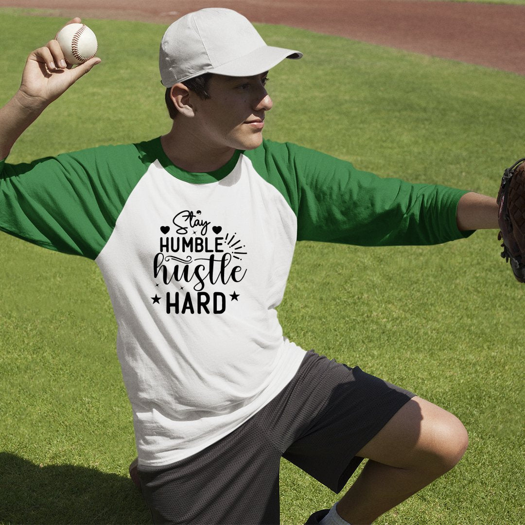 Unisex Sleeve Baseball Tee Stay Humble Hustle Hard