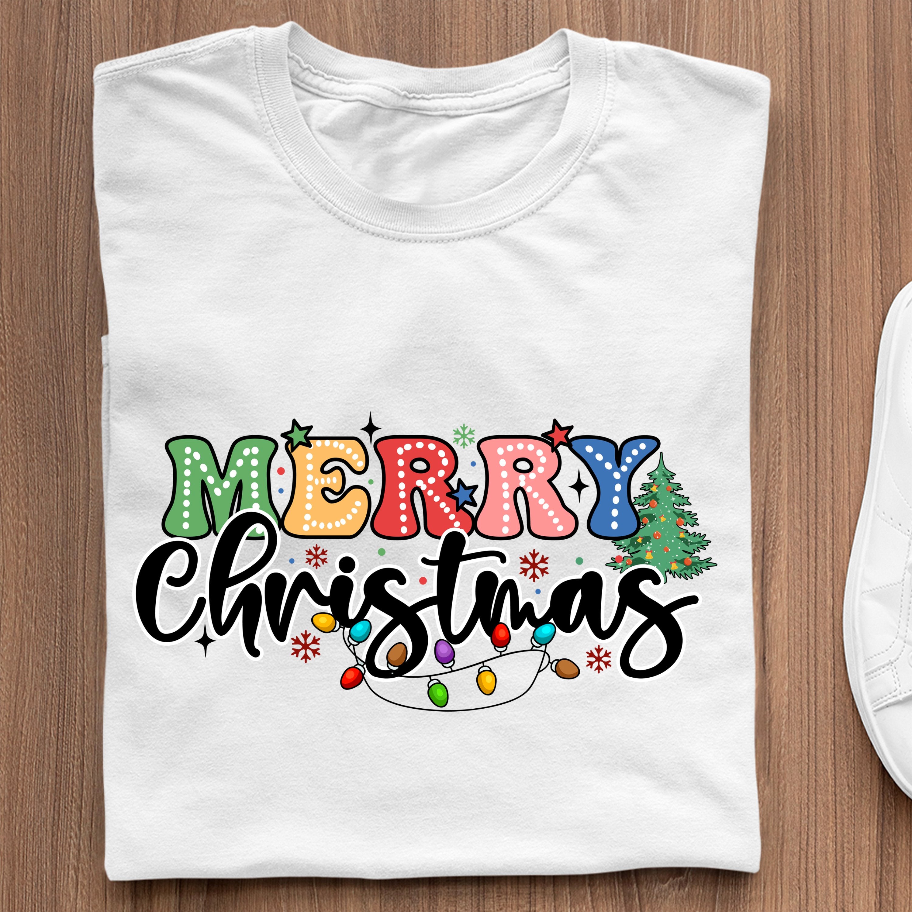 T-Shirt Merry Christmas Retro Christmas Doodle Dots