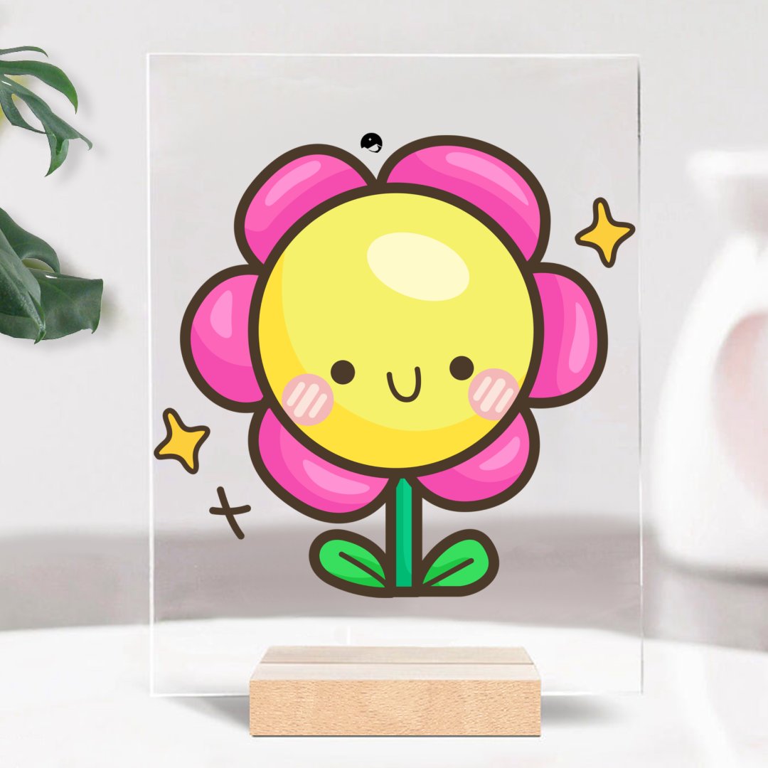 Glass Acrylic Happy Flower