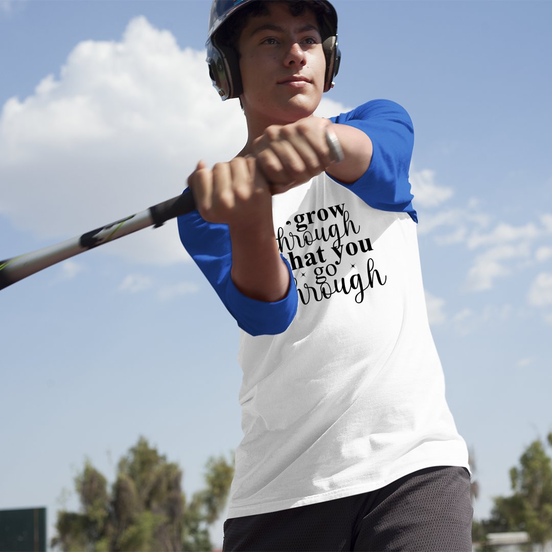 Unisex Sleeve Baseball Tee Grow Through What You Go Through