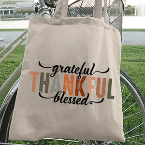 Tote Bag Grateful Thankful Blessed