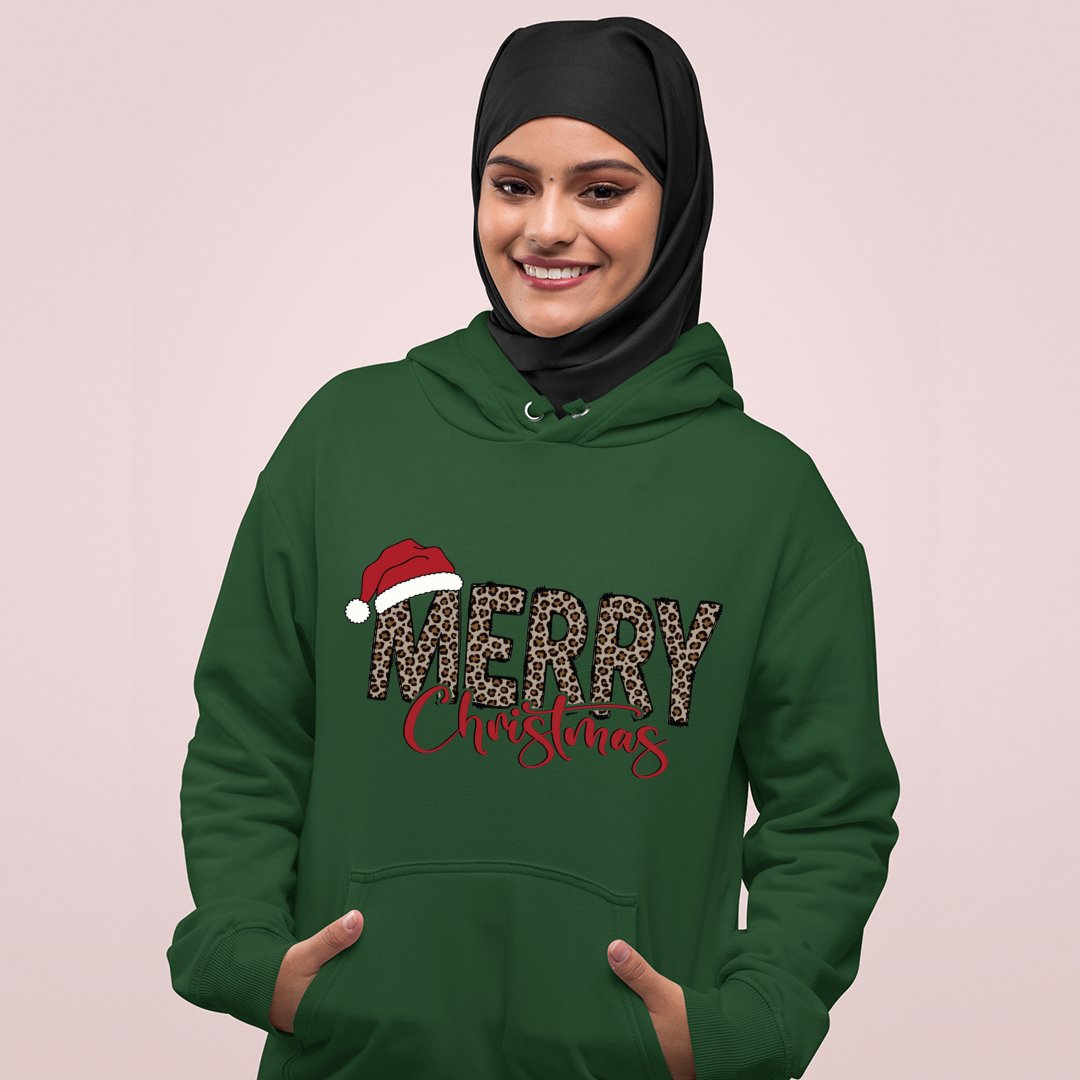 Hoodie Unisex Merry Christmas Leopard