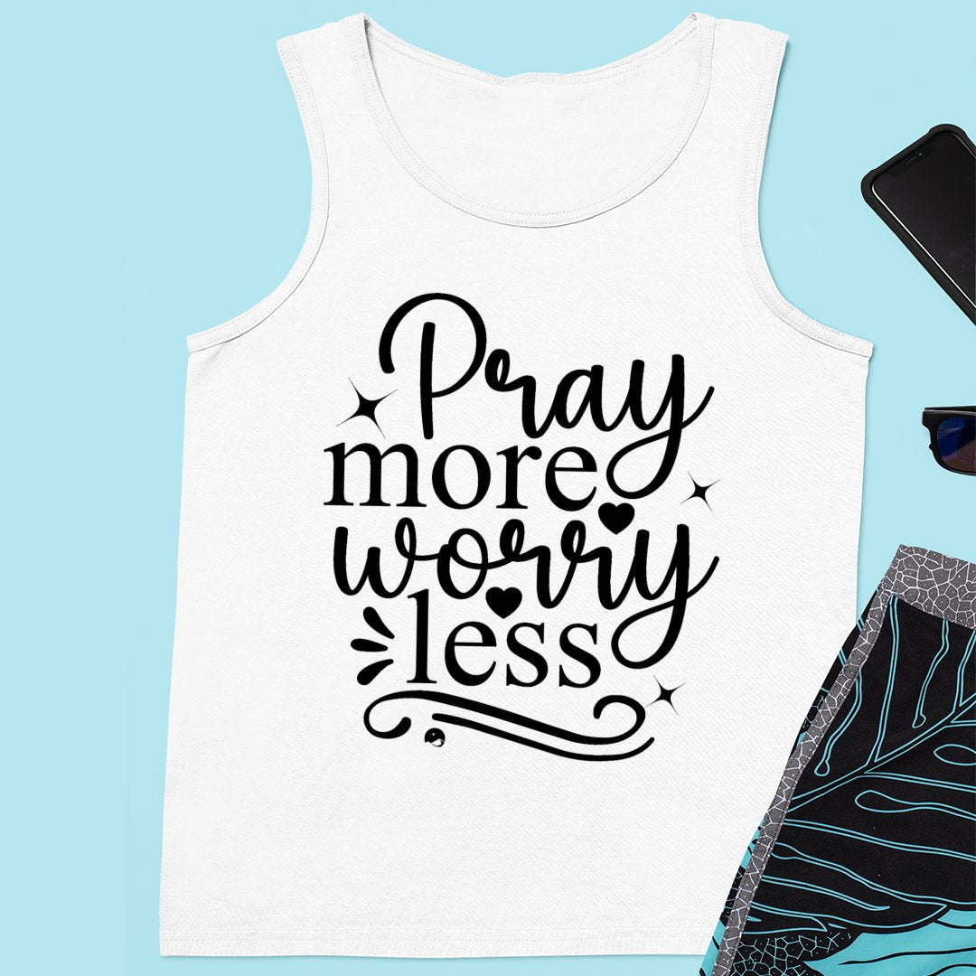 Unisex Jersey Tank Pray More Worry Less