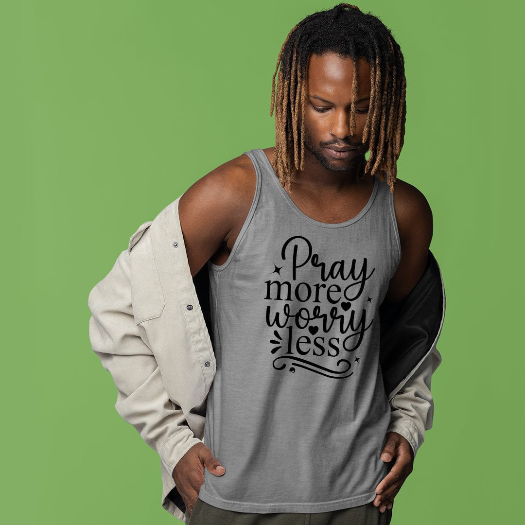 Unisex Jersey Tank Pray More Worry Less