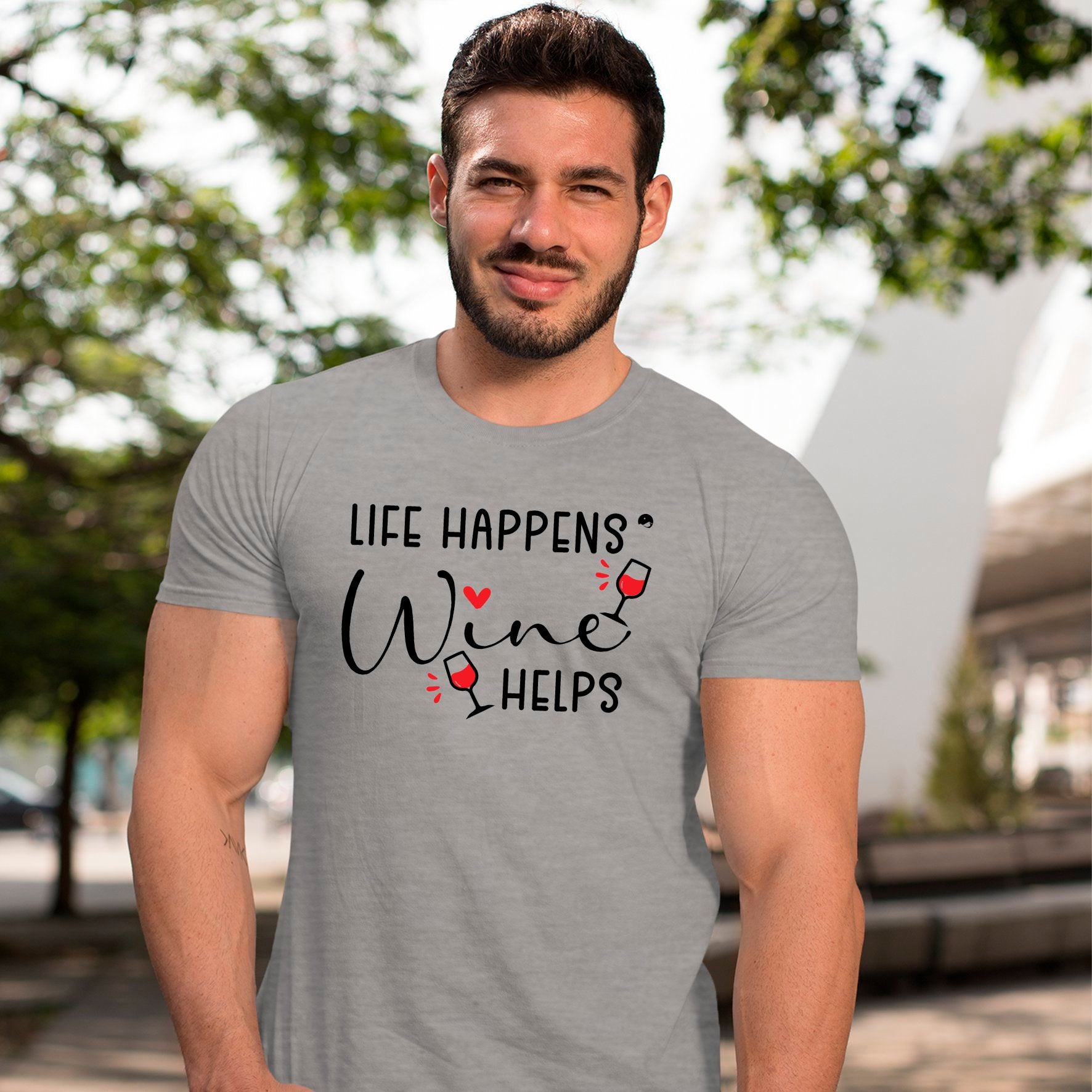 T-Shirt Life Happens Wine Helps