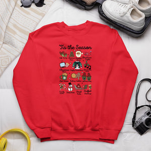 Sweatshirt Unisex Tis the Season Shirt Funny Southern Retro Christmas Tee Groovy Santa Tree Cocoa Elements