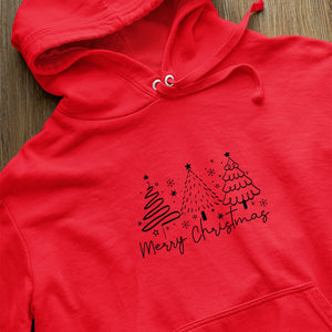 Hoodie Unisex Merry Christmas Christmas Tree Hand Drawn