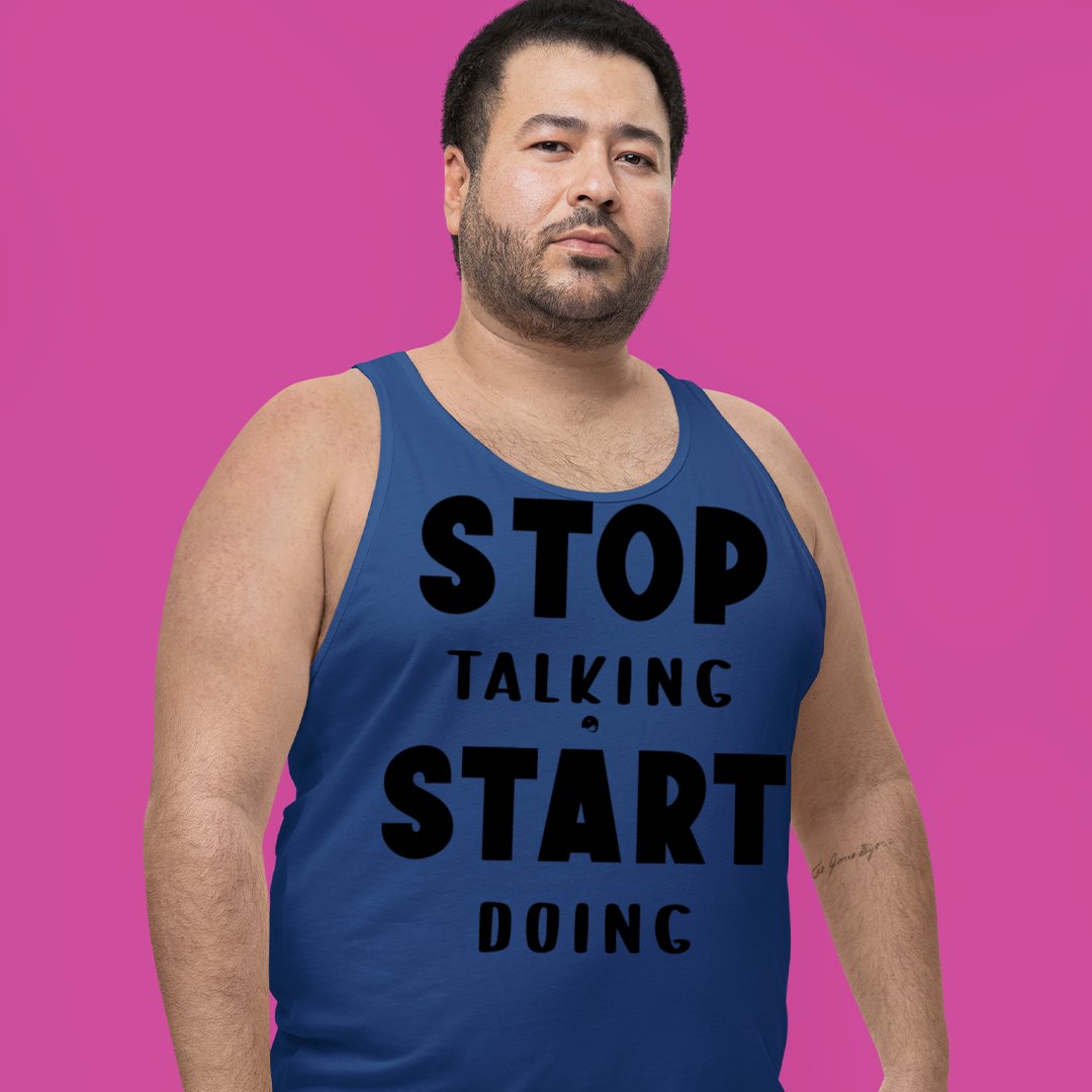 Unisex Jersey Tank Stop Talking Start Doing