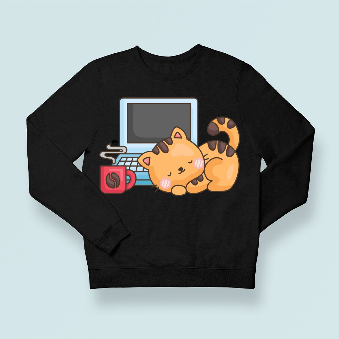 Sweatshirt Unisex Coffee Break Cat Nap