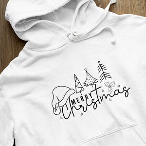 Hoodie Unisex Merry Christmas Tree Line Christmas