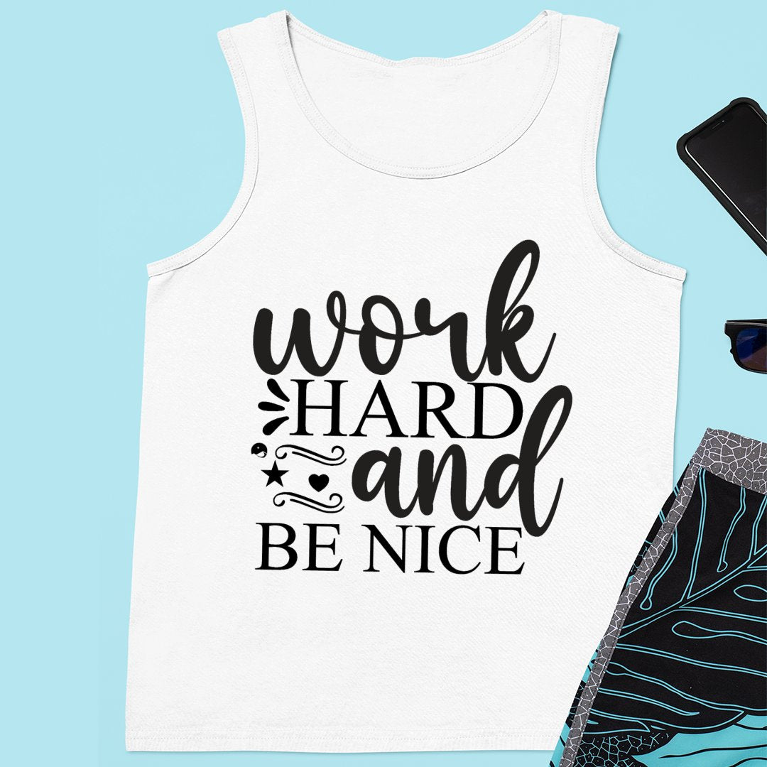 Unisex Jersey Tank Work Hard And Be Nice