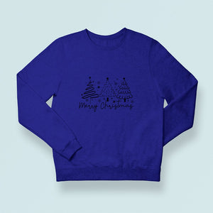 Sweatshirt Unisex Merry Christmas Christmas Tree Hand Drawn