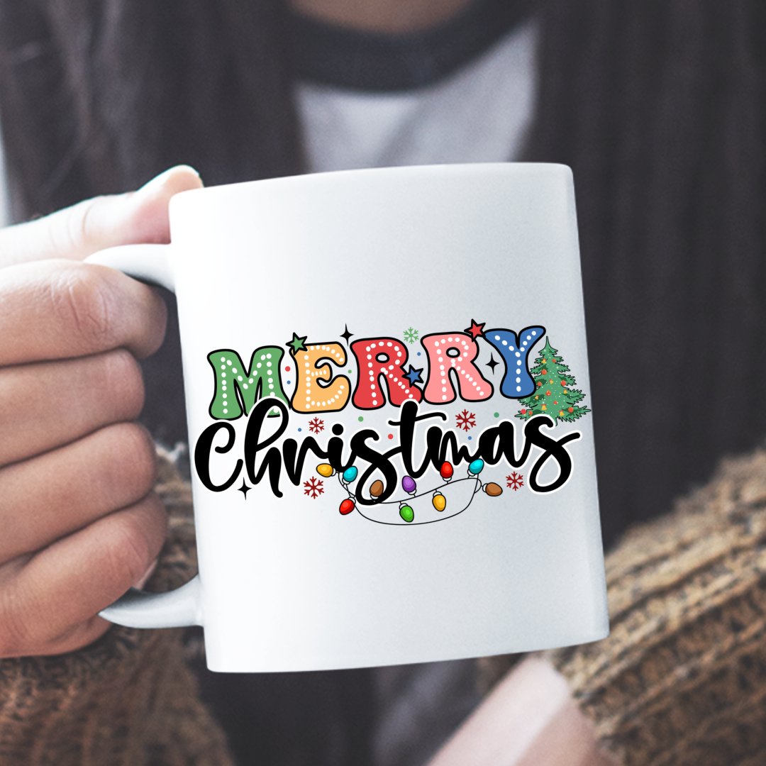 Mug Merry Christmas Retro Christmas Doodle Dots