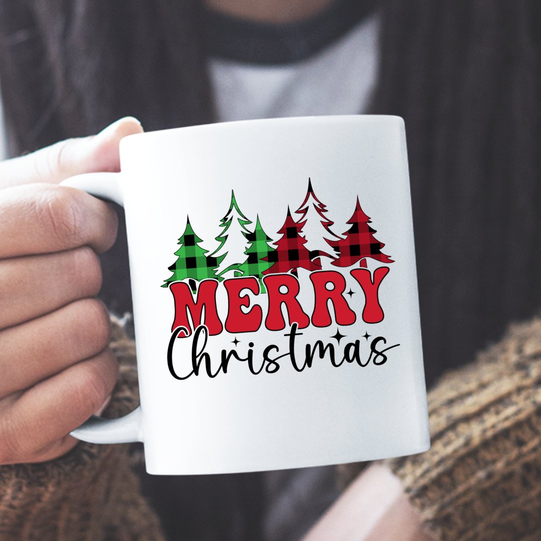 Mug Merry Christmas Checkered Pattern