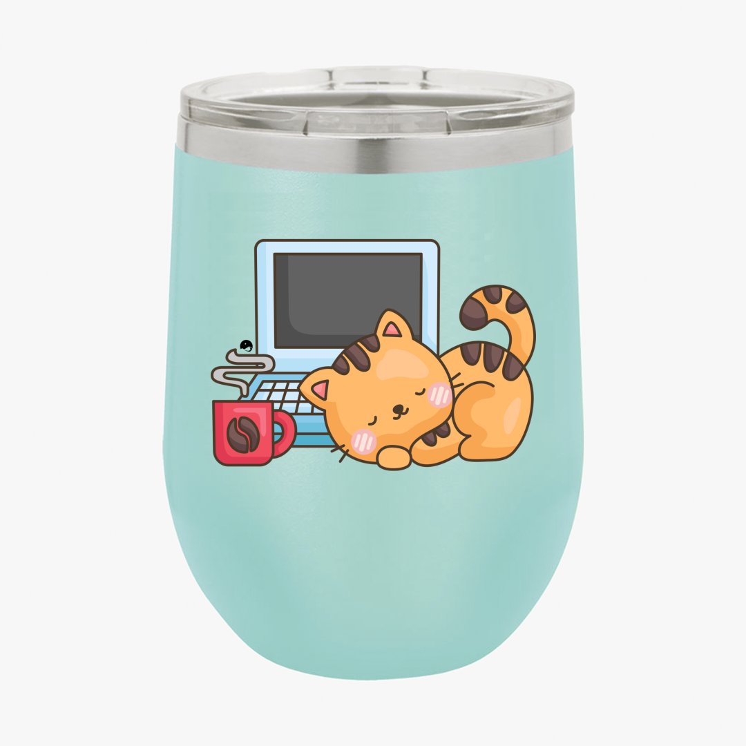 Wine Tumbler Coffee Break Cat Nap