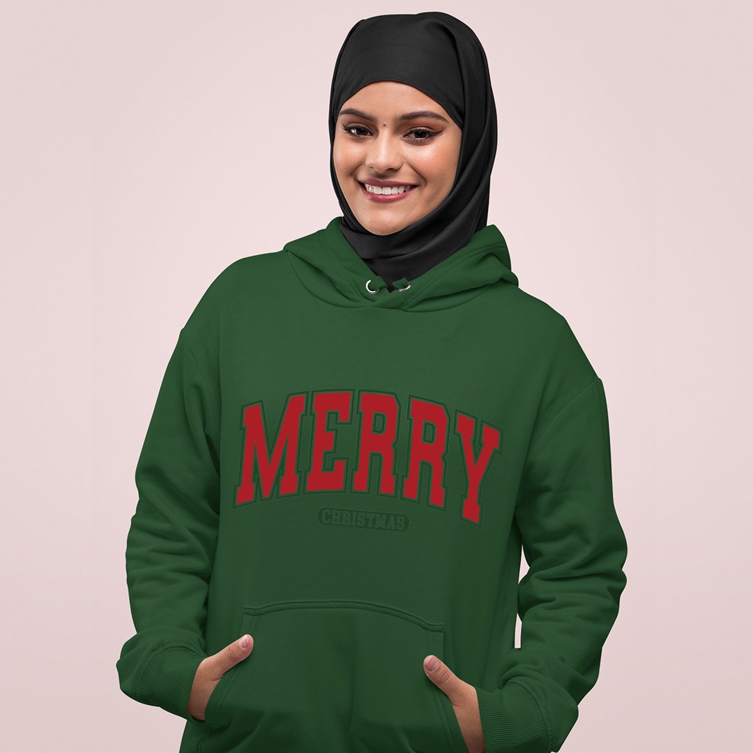 Hoodie Unisex Merry Christmas Varsity