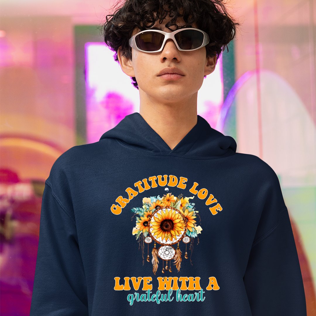 Hoodie Unisex Gratitude Love Live With A Grateful Heart