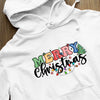 Hoodie Unisex Merry Christmas Retro Christmas Doodle Dots