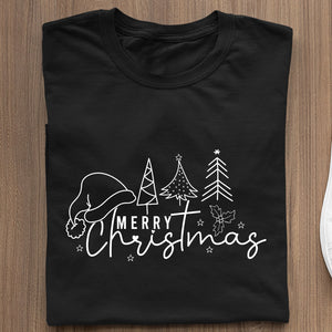 T-Shirt Merry Christmas Tree Line Christmas