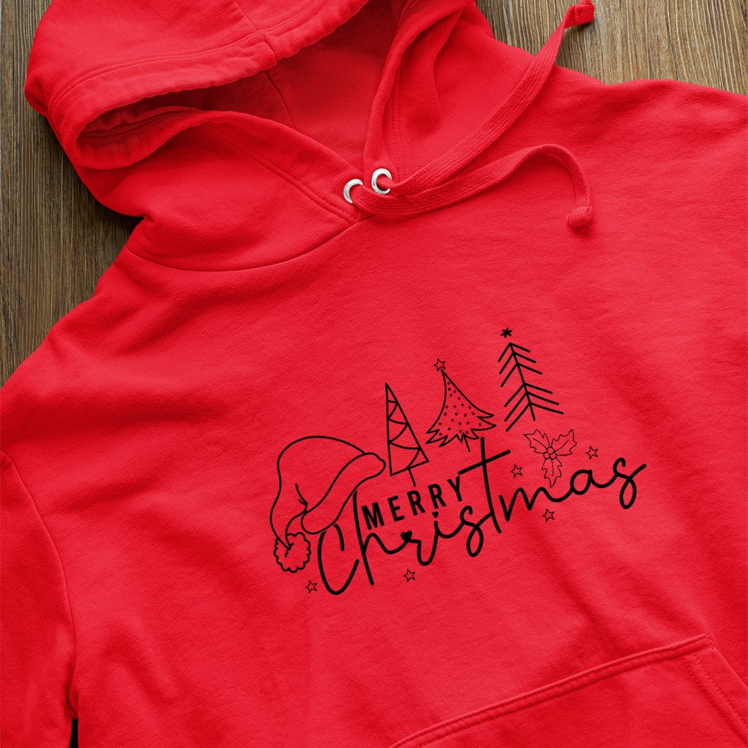 Hoodie Unisex Merry Christmas Tree Line Christmas