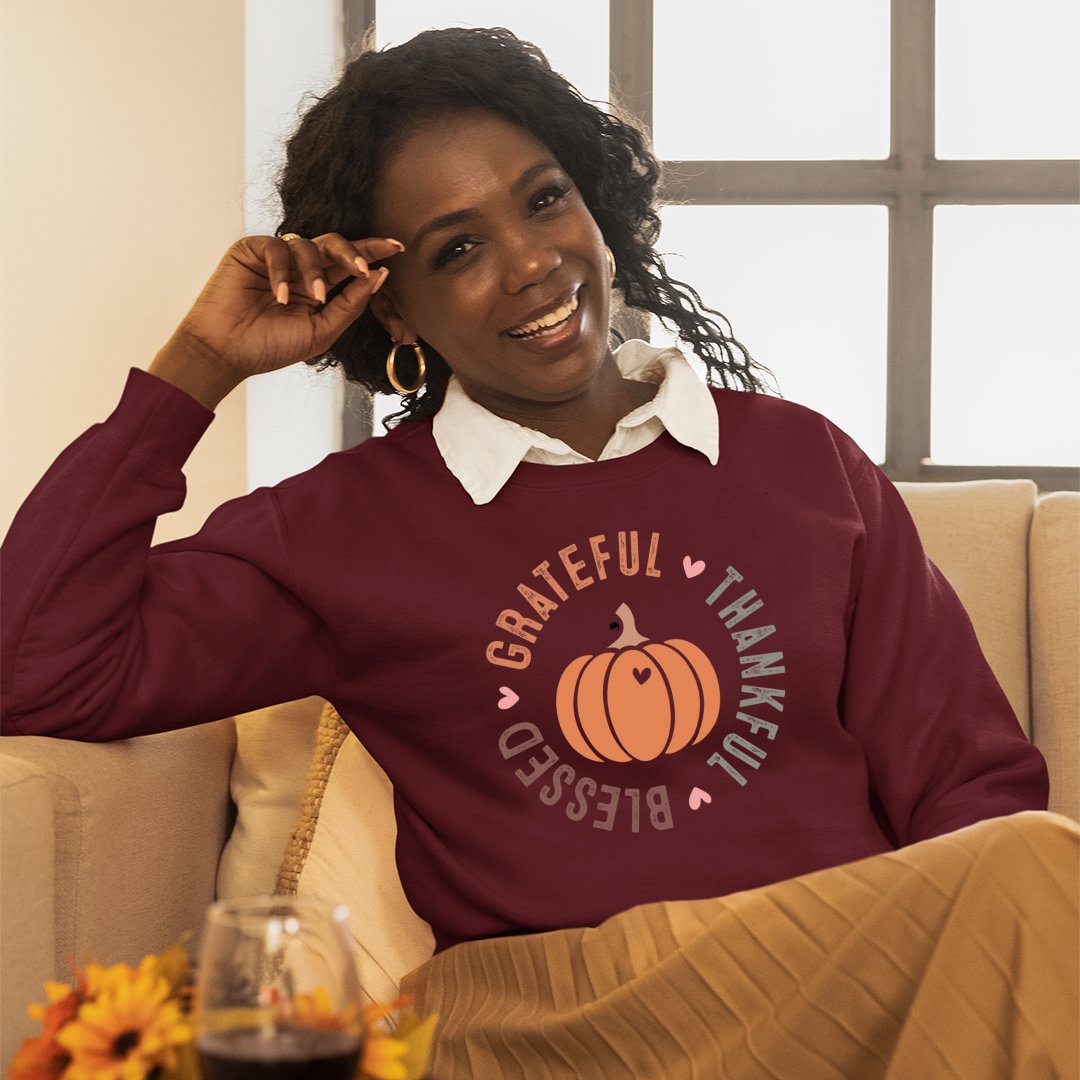 Sweatshirt Unisex Grateful Thankful Blessed