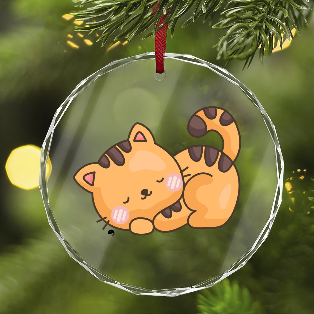 Crystal Glass Ornament Cute Cat