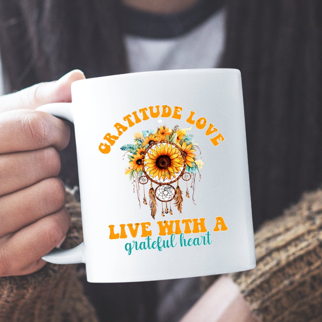 Mug Gratitude Love Live With A Grateful Heart