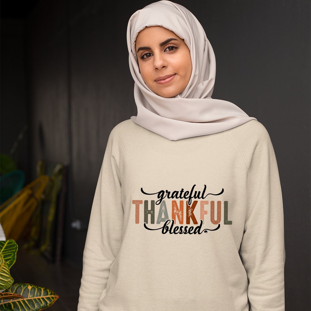 Sweatshirt Unisex Grateful Thankful Blessed