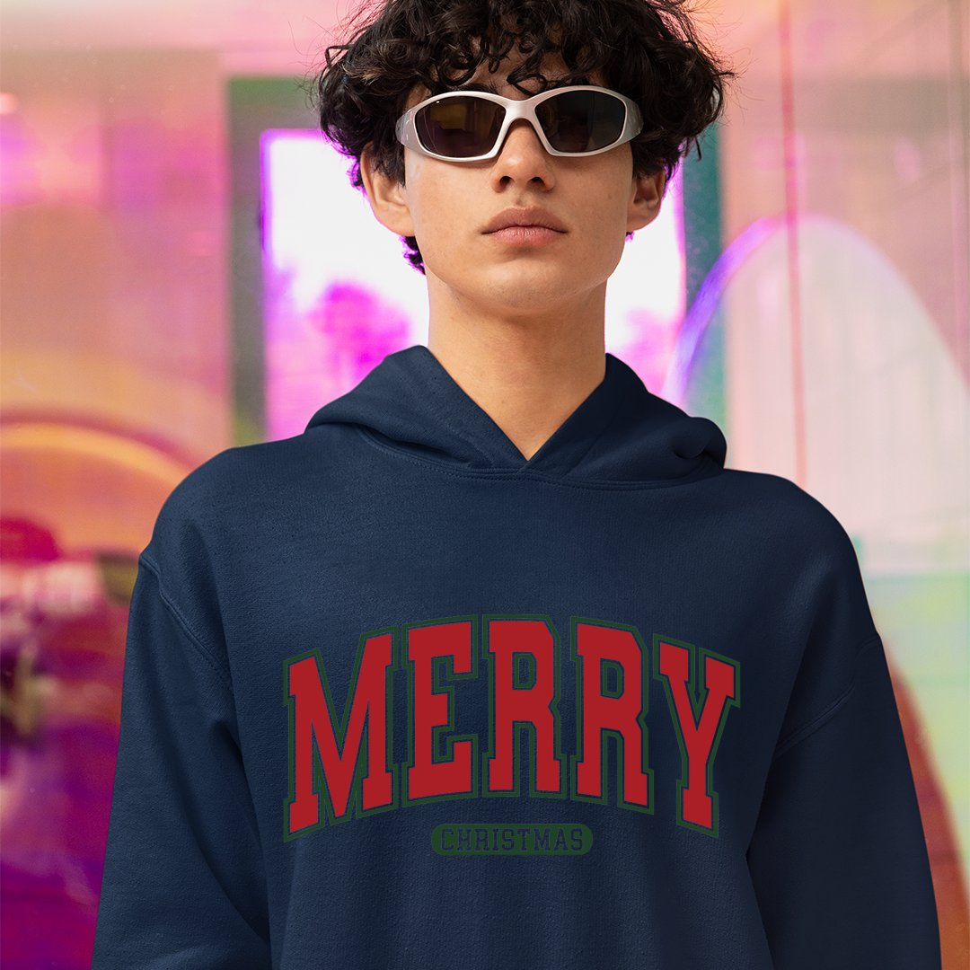 Hoodie Unisex Merry Christmas Varsity