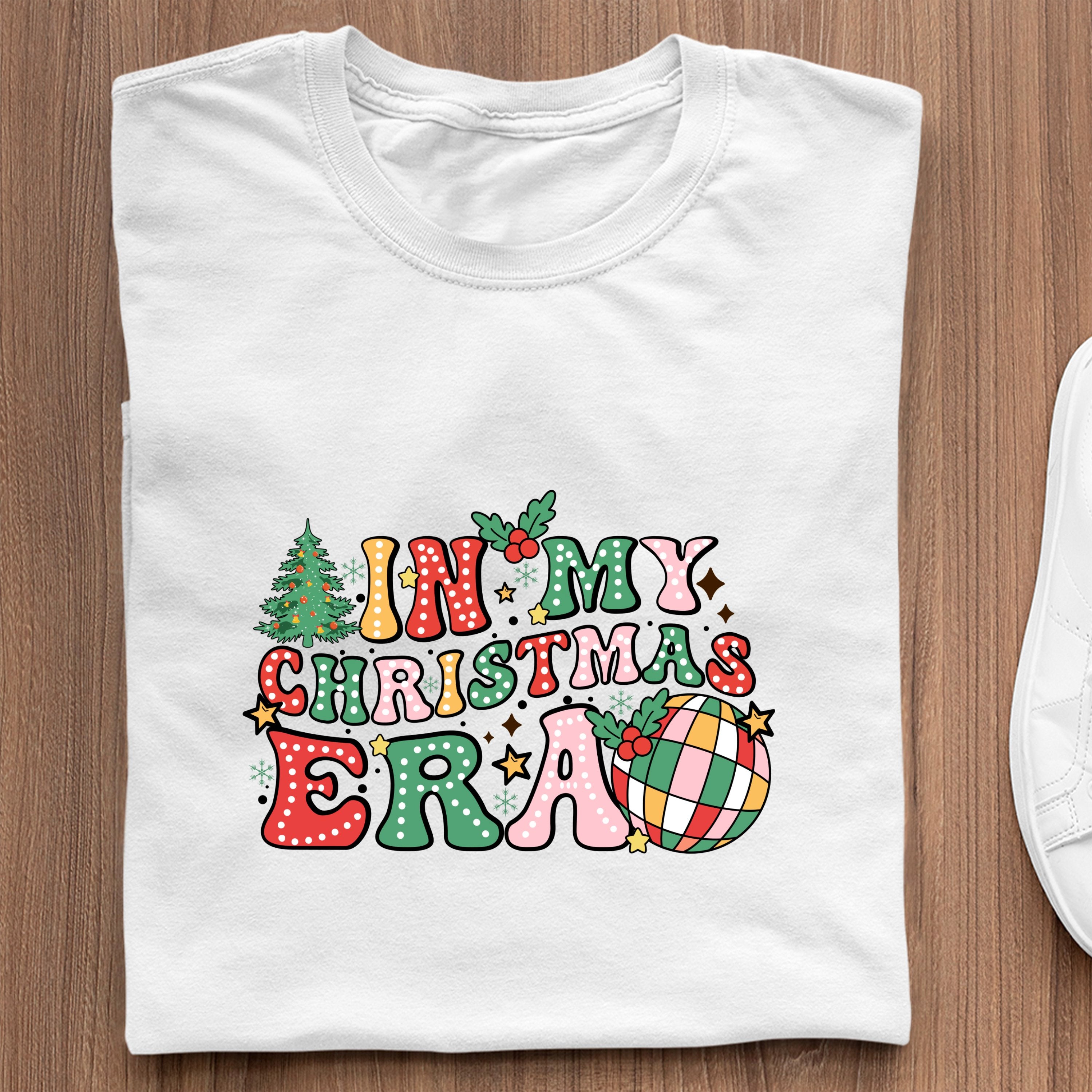 T-Shirt In My Christmas Era Groovy Christmas Doodle Dots