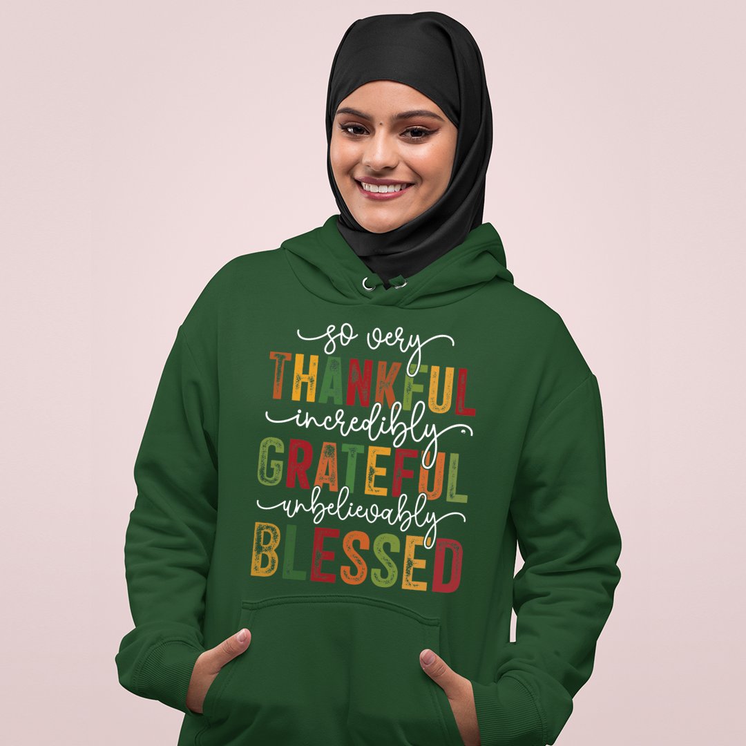 Hoodie Unisex Thankful. Grateful. Blessed