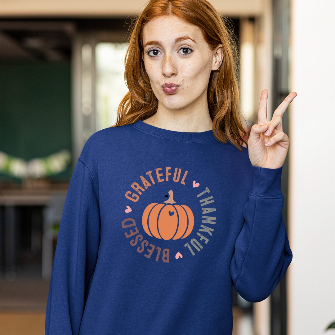 Sweatshirt Unisex Grateful Thankful Blessed