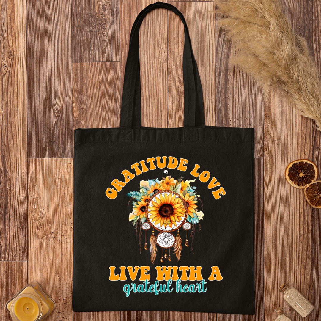 Tote Bag Gratitude Love Live With A Grateful Heart