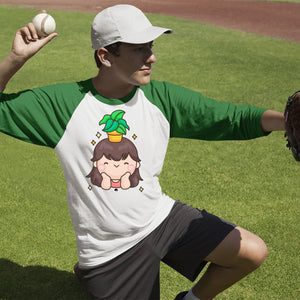 Unisex Sleeve Baseball Tee Shining And Flower