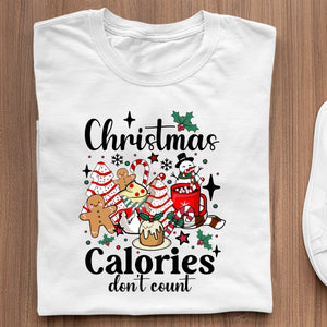 T-Shirt Christmas Calories Don't Count Funny Retro Christmas Coffee