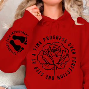 Hoodie Unisex One Step At A Time Progress Over Perfection